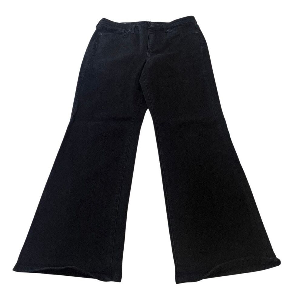 NYDJ Women's Lift Tuck Technology Sure Stretch Flare Jeans Black Denim Size 10
